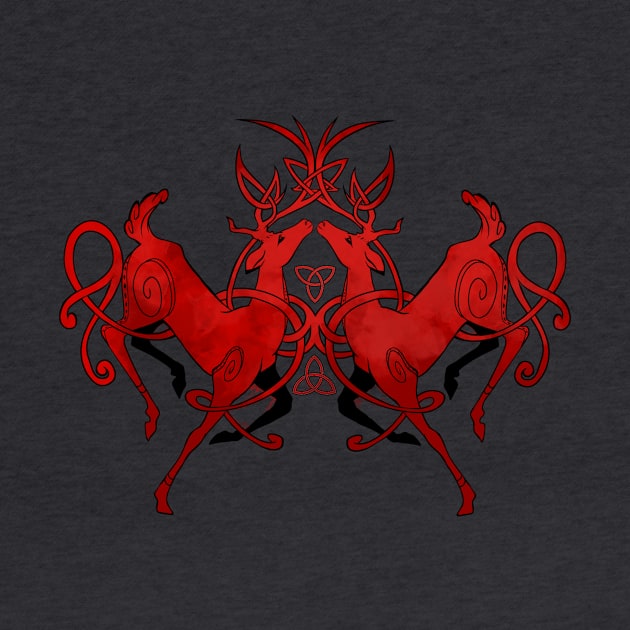 Red Knotwork Deer by KaijuCupcakes